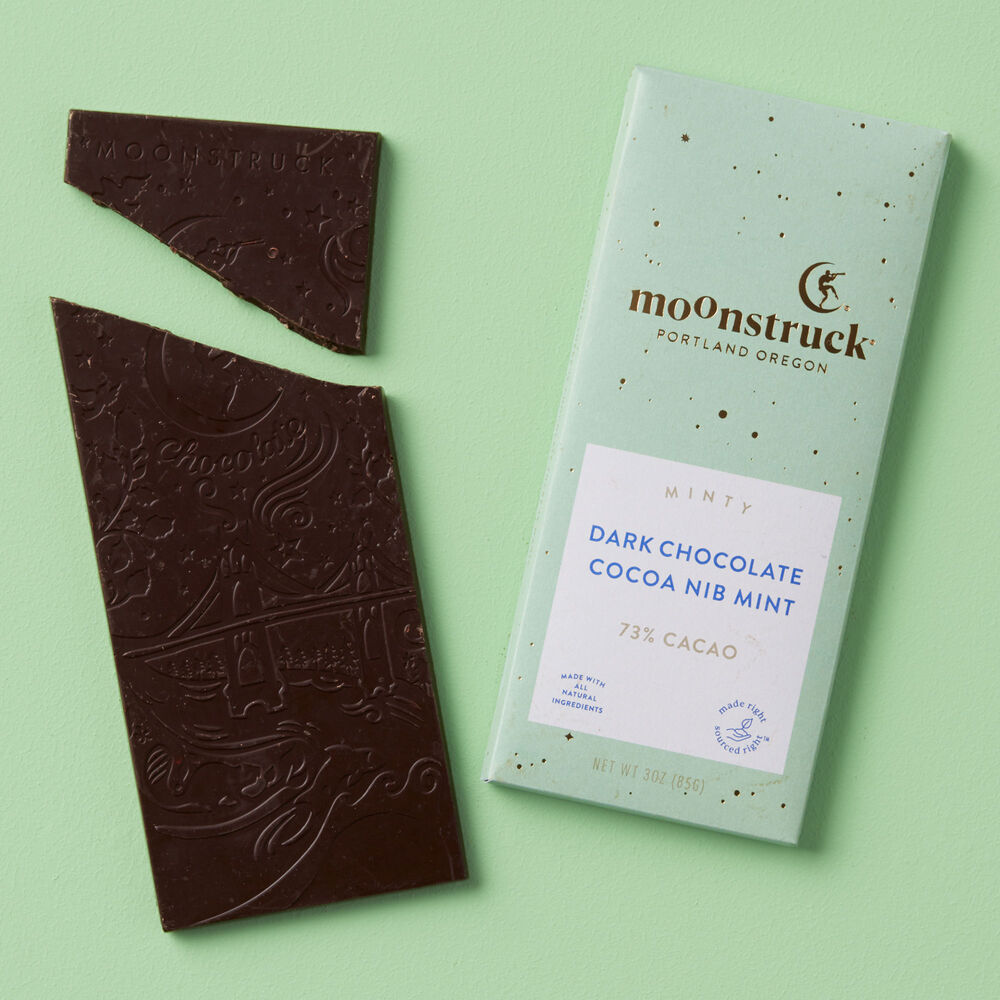 Moonstruck Dark Chocolate Cocoa Nib Mint Bar image number null
